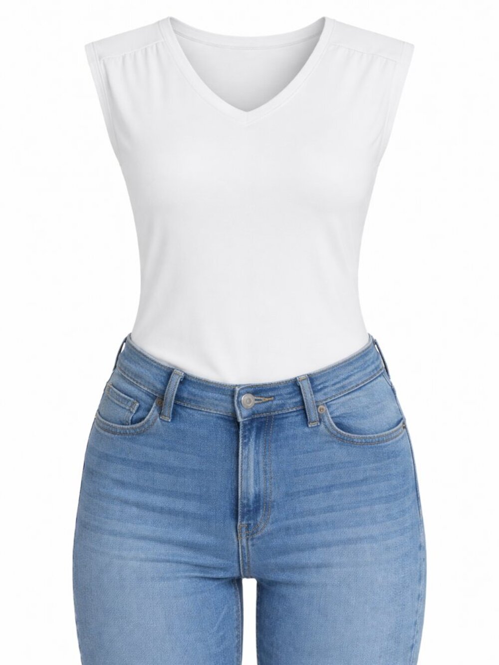 Nine West Women's White Bodysuit Size XL Sleeveless Snap Closure Stretch Knit T